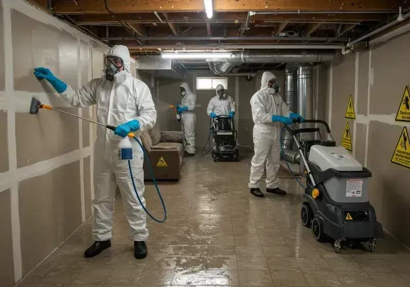 Basement Moisture Removal and Structural Drying process in Westport, NC